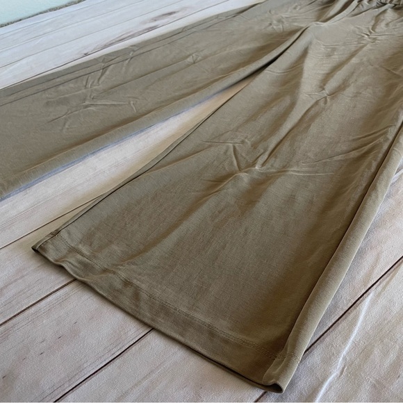 Zara Palazzo Wide Leg Pants Women’s L Tan Pull on Elastic High Waisted Career - Picture 2 of 11